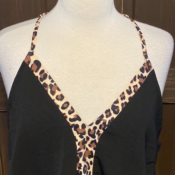 Black CL tank top with cheetah trim - Picture 2 of 9